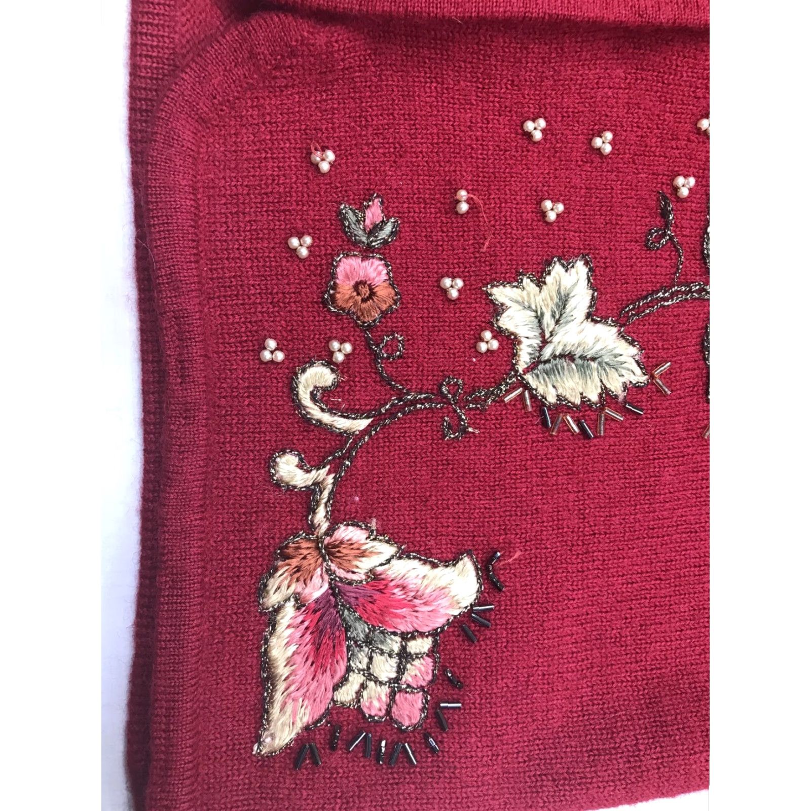 Vintage VINTAGE Susan Bristol Cardigan Women 100% Wool Beaded Embroidered Red Large Size L / US 10 / IT 46 - 4 Thumbnail