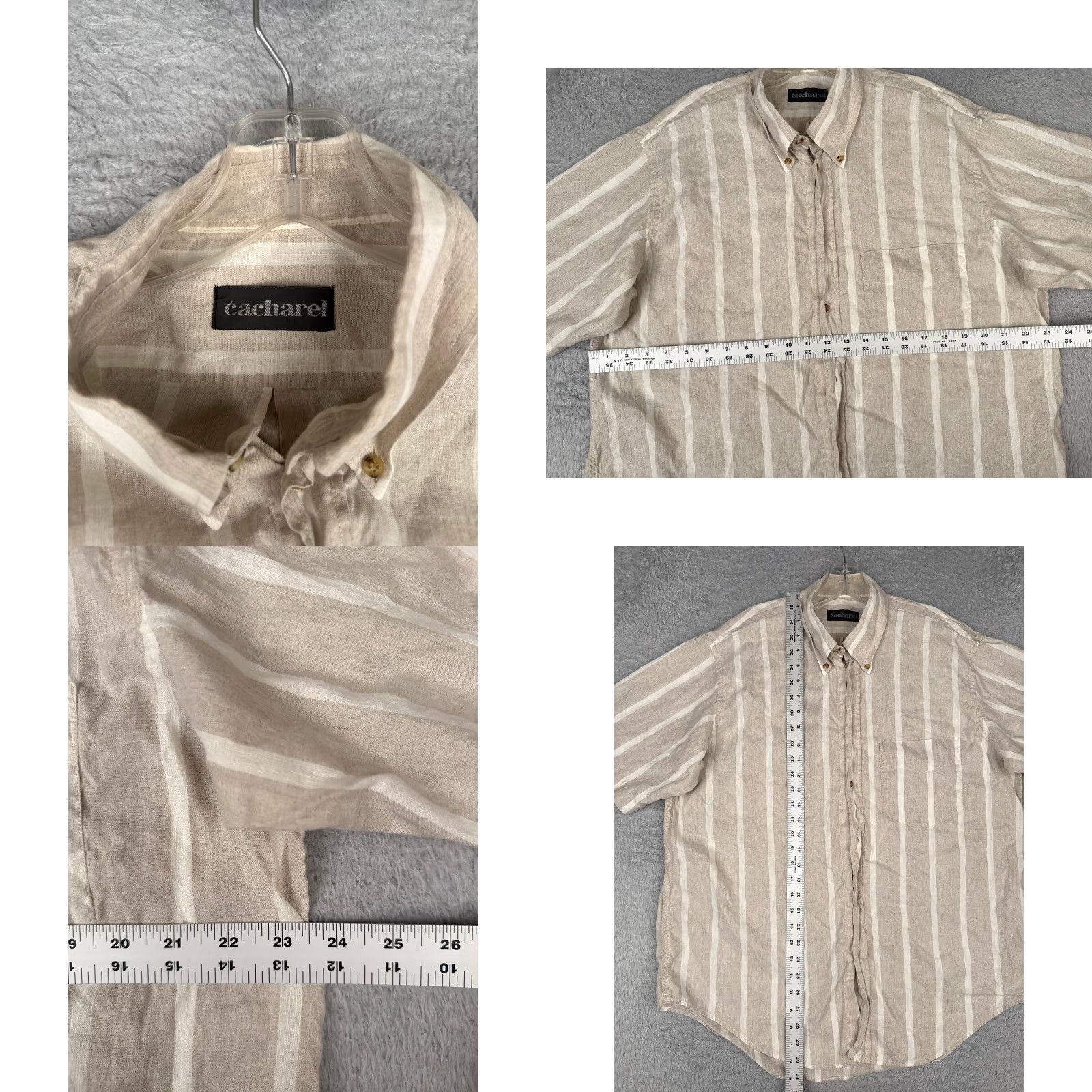 Cacharel Cacharel Shirt Adult Large Gray White Stripe Button Up 100% Cotton Pocket Read Size US L / EU 52-54 / 3 - 8 Thumbnail