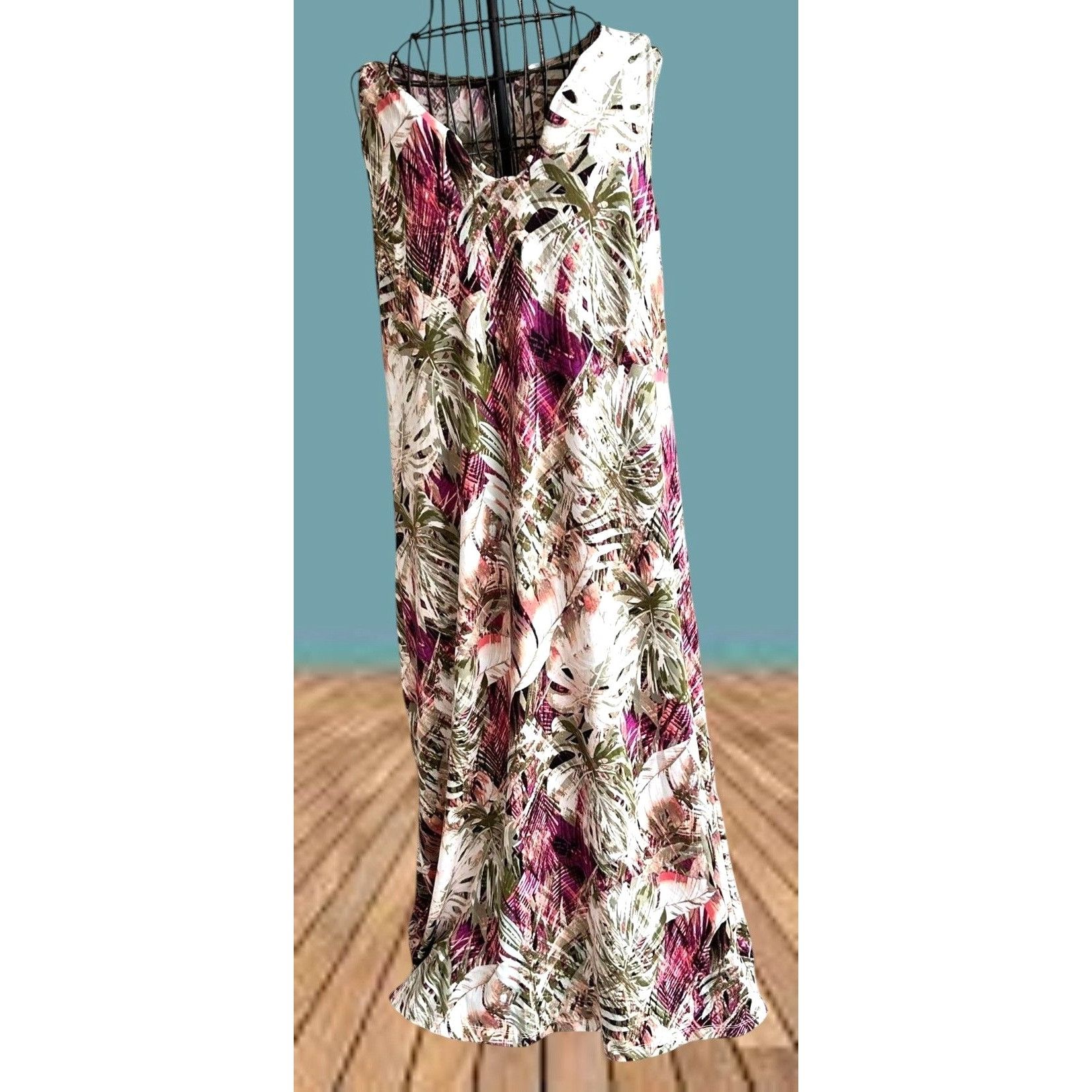 Other Ellen Weaver Maxi Dress Large Sleeveless Flowy Abstract Leav Size L / US 10 / IT 46 - 1 Thumbnail