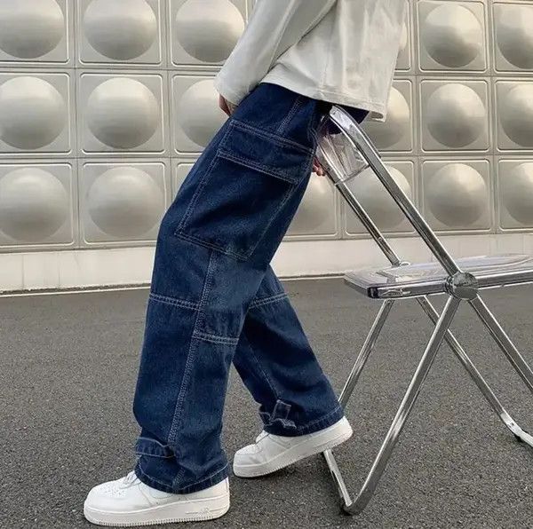 VIBE Blue Color Straight Baggy Denim Pants Size US 29 - 1 Thumbnail