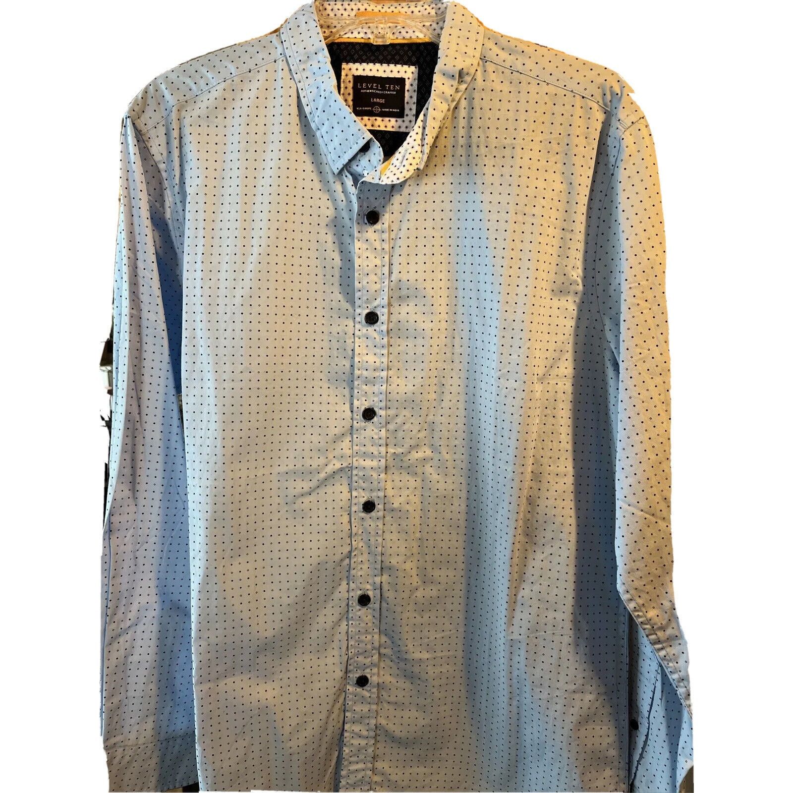 Other Level Ten Men's L Blue Polka Dot Button Down LS Cotton Shirt Size US L / EU 52-54 / 3 - 1 Thumbnail