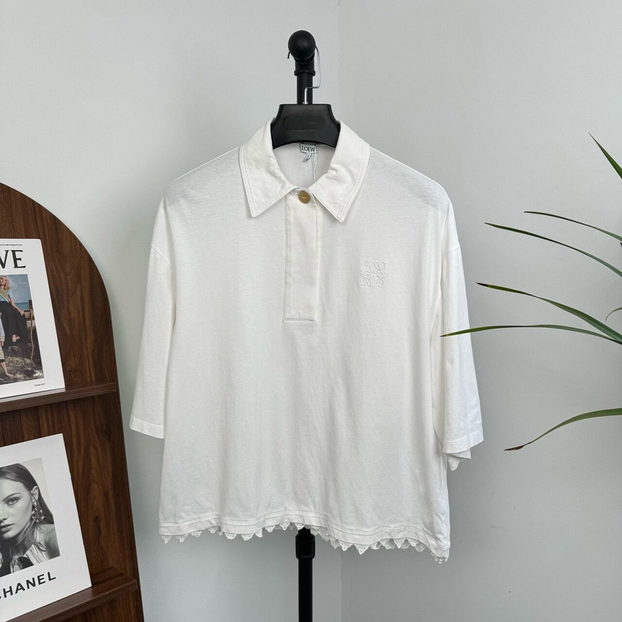 Loewe White Embroidered Logo Polo Shirt
