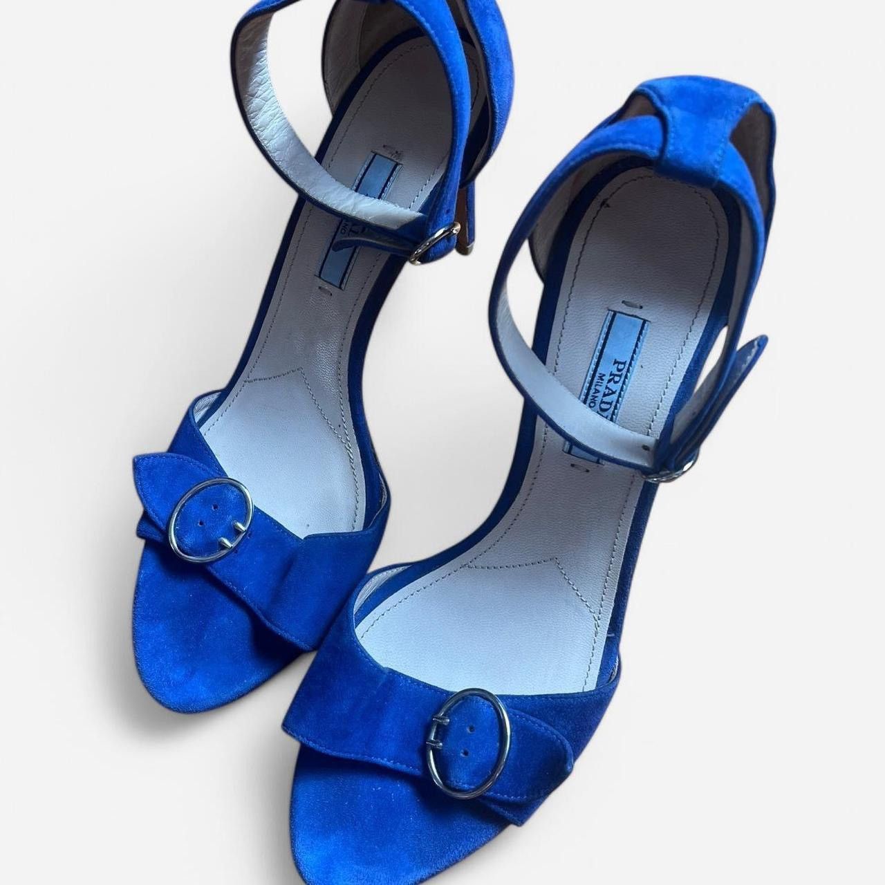 Prada × Vintage Vintage Prada Blue Suede Buckle Strap Heels Size US 8.5 / IT 38.5 - 1 Thumbnail