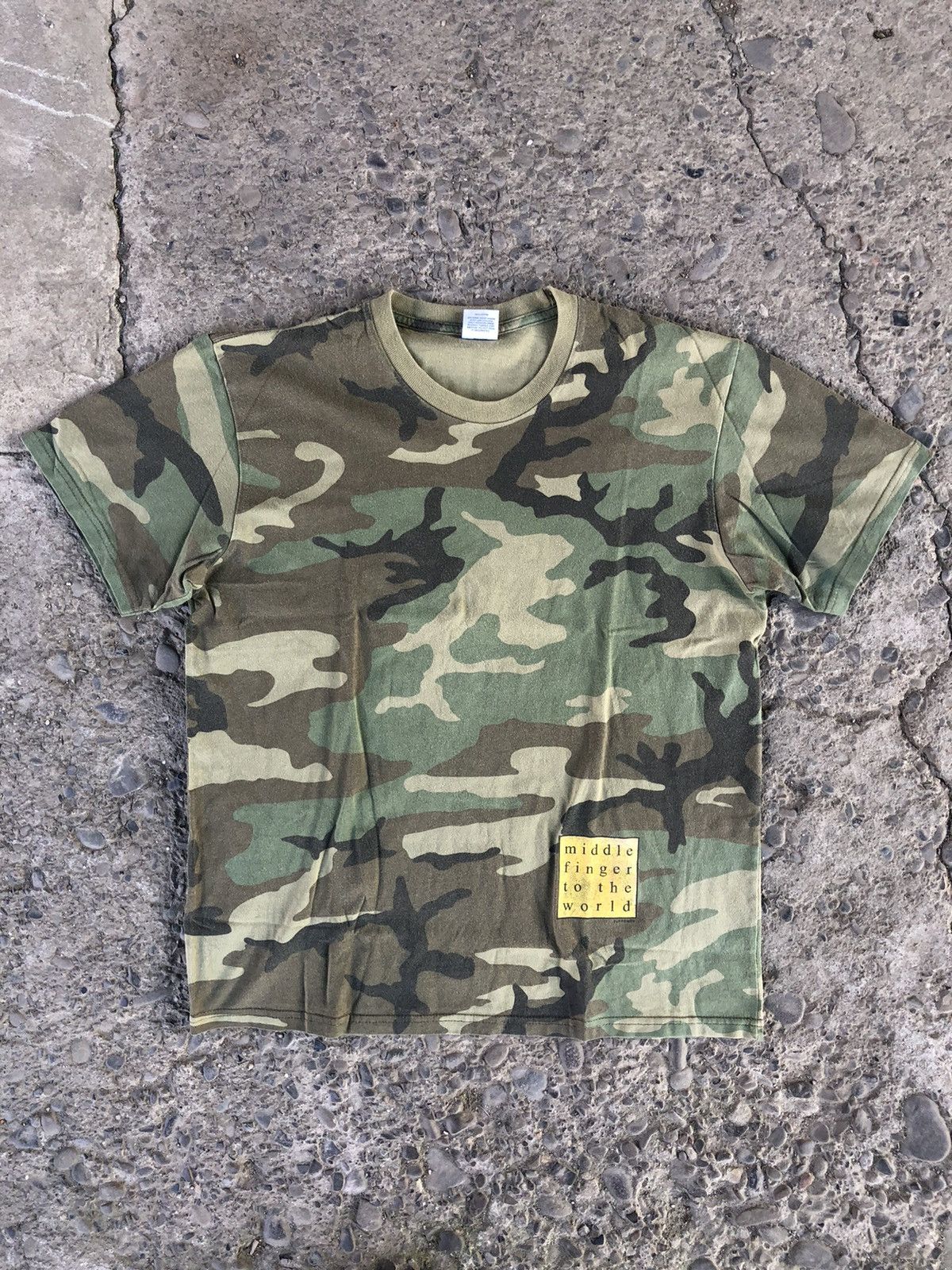 Supreme Middle Finger To The World Tee Camo SS 19 Short Sleeve T Shirts