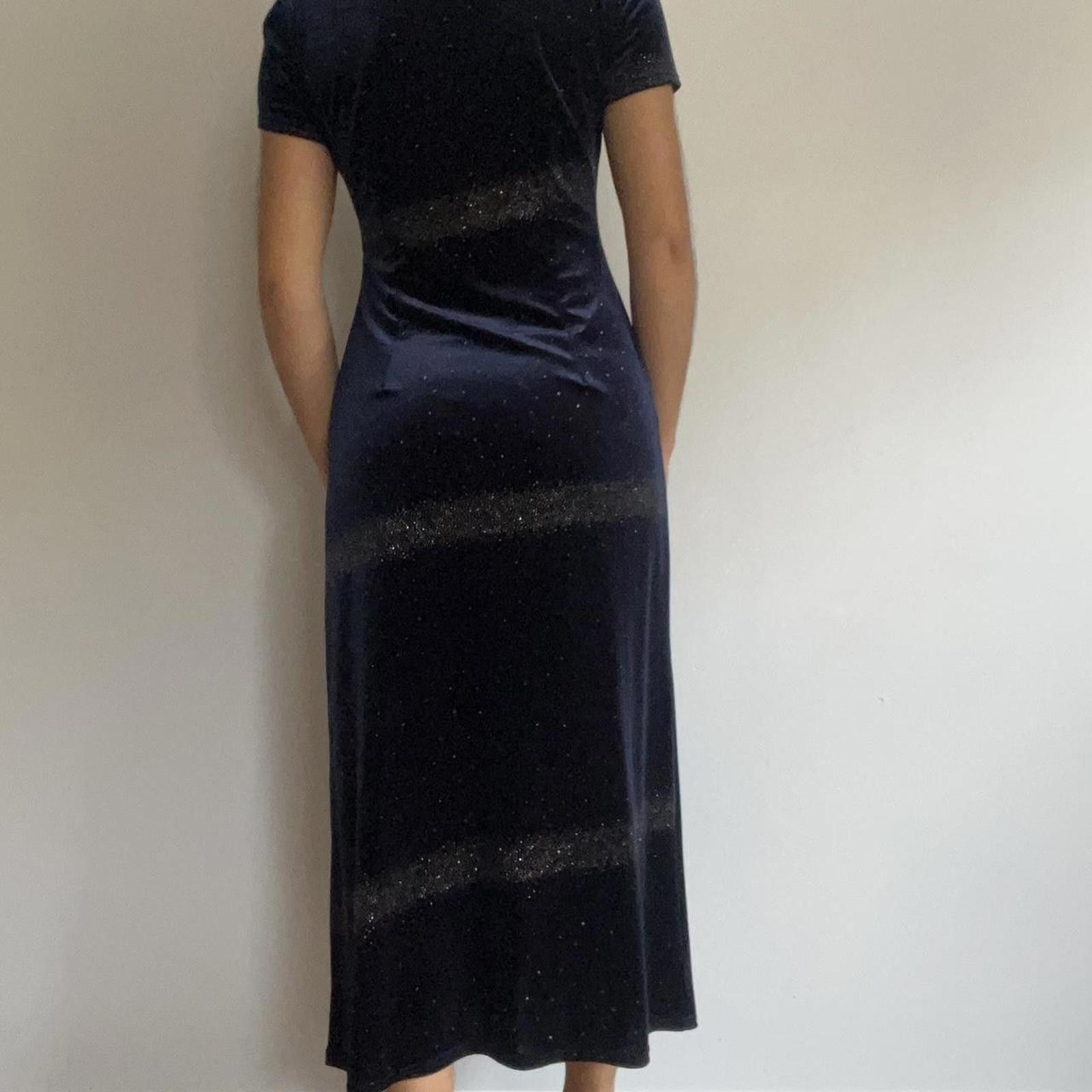 Other Navy blue velvet midi dress with sparkly stripes #glamour Size S / US 4 / IT 40 - 4 Thumbnail