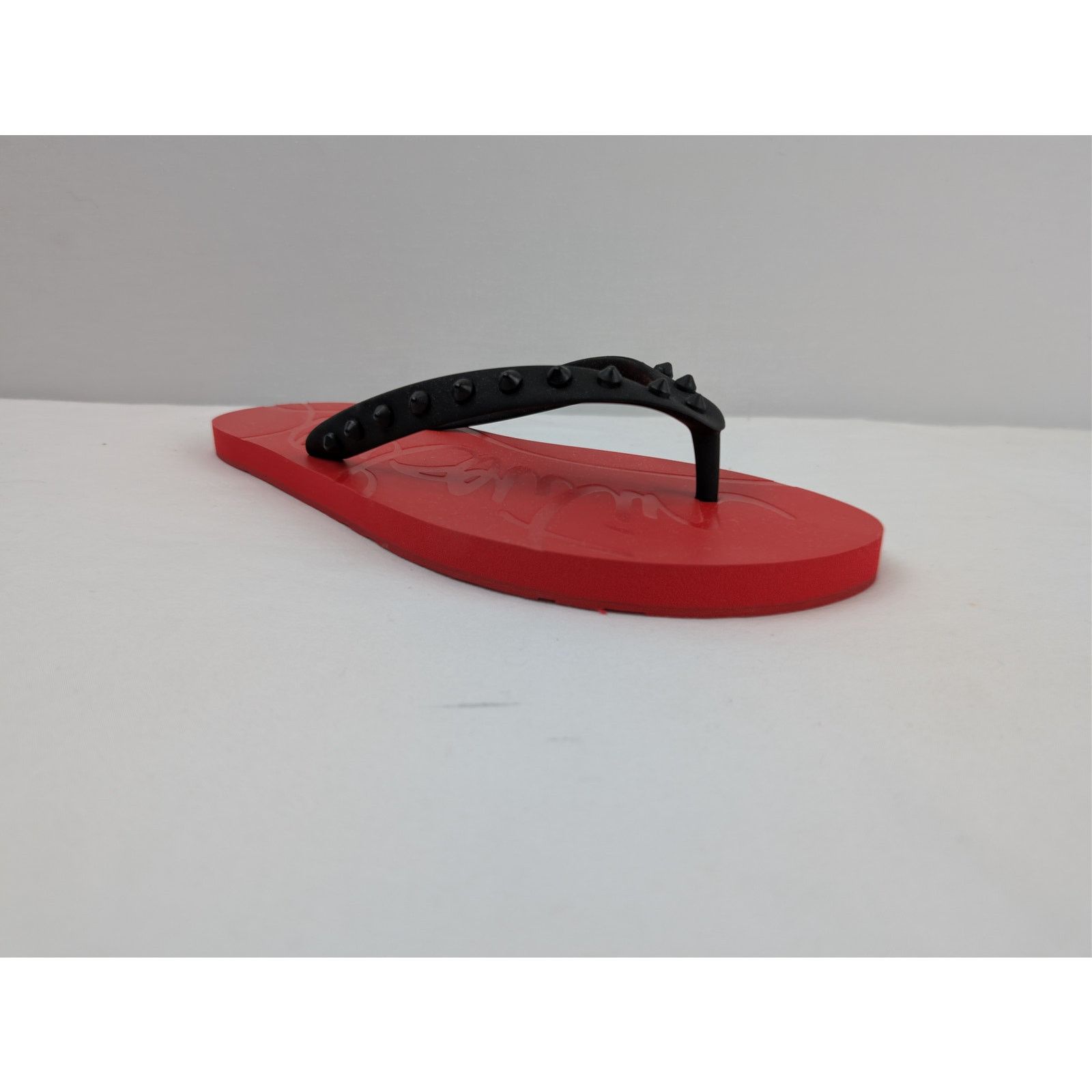 Christian Louboutin o1rshd1 Loubi Flip Donna Flat Slipper in Black/Loubi Size US 12 / IT 42 - 2 Thumbnail