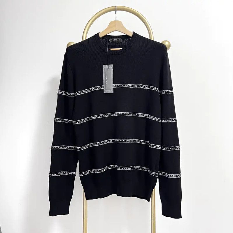 Versace Versace Black Cotton Long Sleeve Pullover Sweater 0089 Size US XXL / EU 58 / 5 - 1 Thumbnail