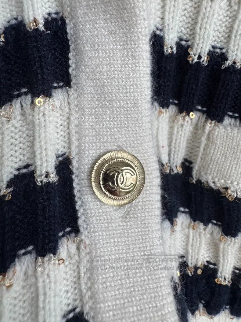 Chanel Chanel Navy-style striped knitted cardigan coat Size XS / US 0-2 / IT 36-38 - 4 Thumbnail