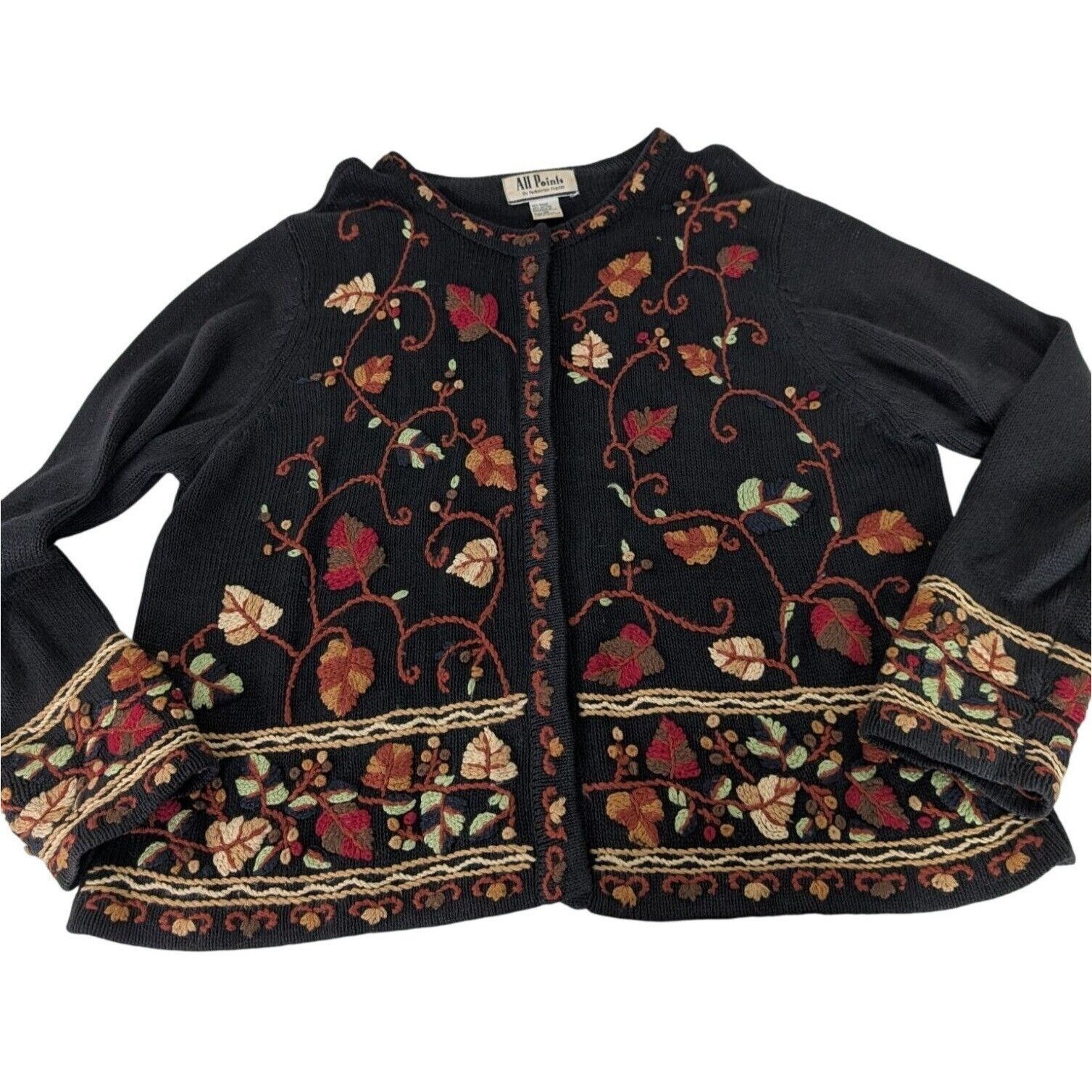 Designer Vintage All Points Embroidered Cardigan Womens Size XL Black Size XL / US 12-14 / IT 48-50 - 1 Thumbnail