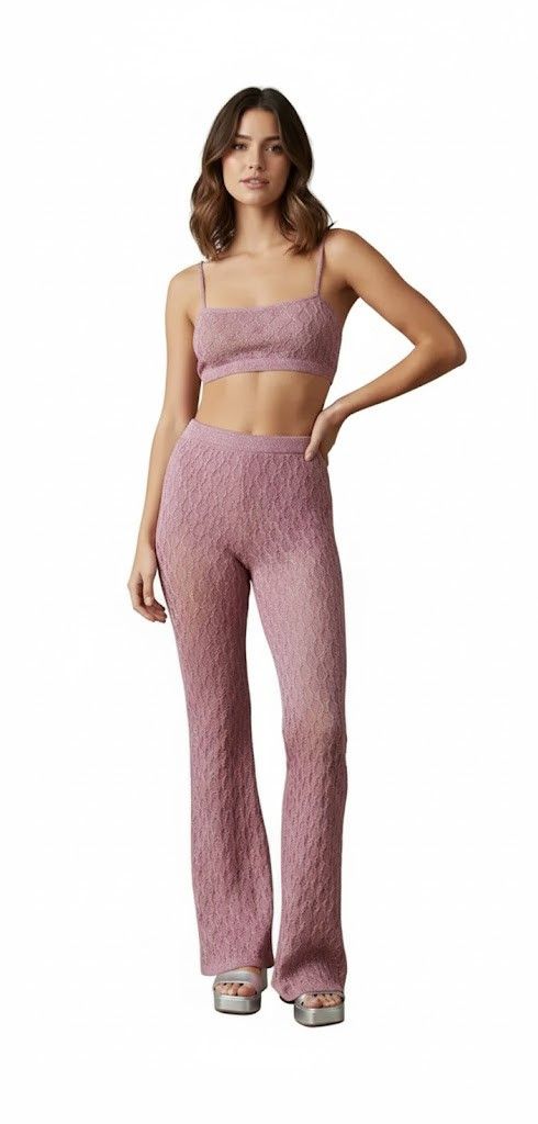 Gucci o1s1wg111025 Knitted Slim-Fit Trousers in Pink Size 30" / US 8 / IT 44 - 2 Thumbnail