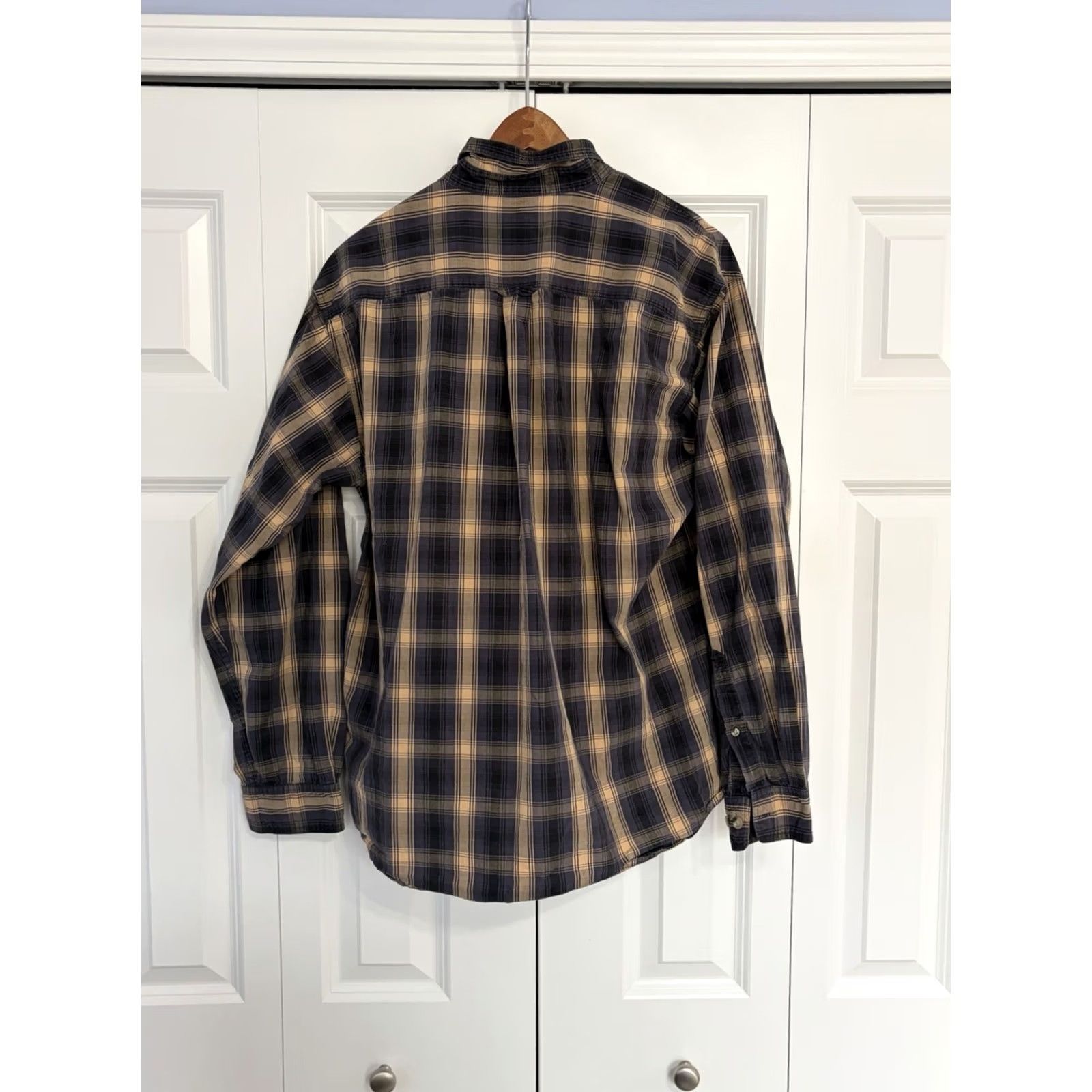 Vintage Columbia Men's Plaid Flannel Button-Up Shirt L Beige Blue Casual Outdoor Pockets Size US L / EU 52-54 / 3 - 2 Thumbnail