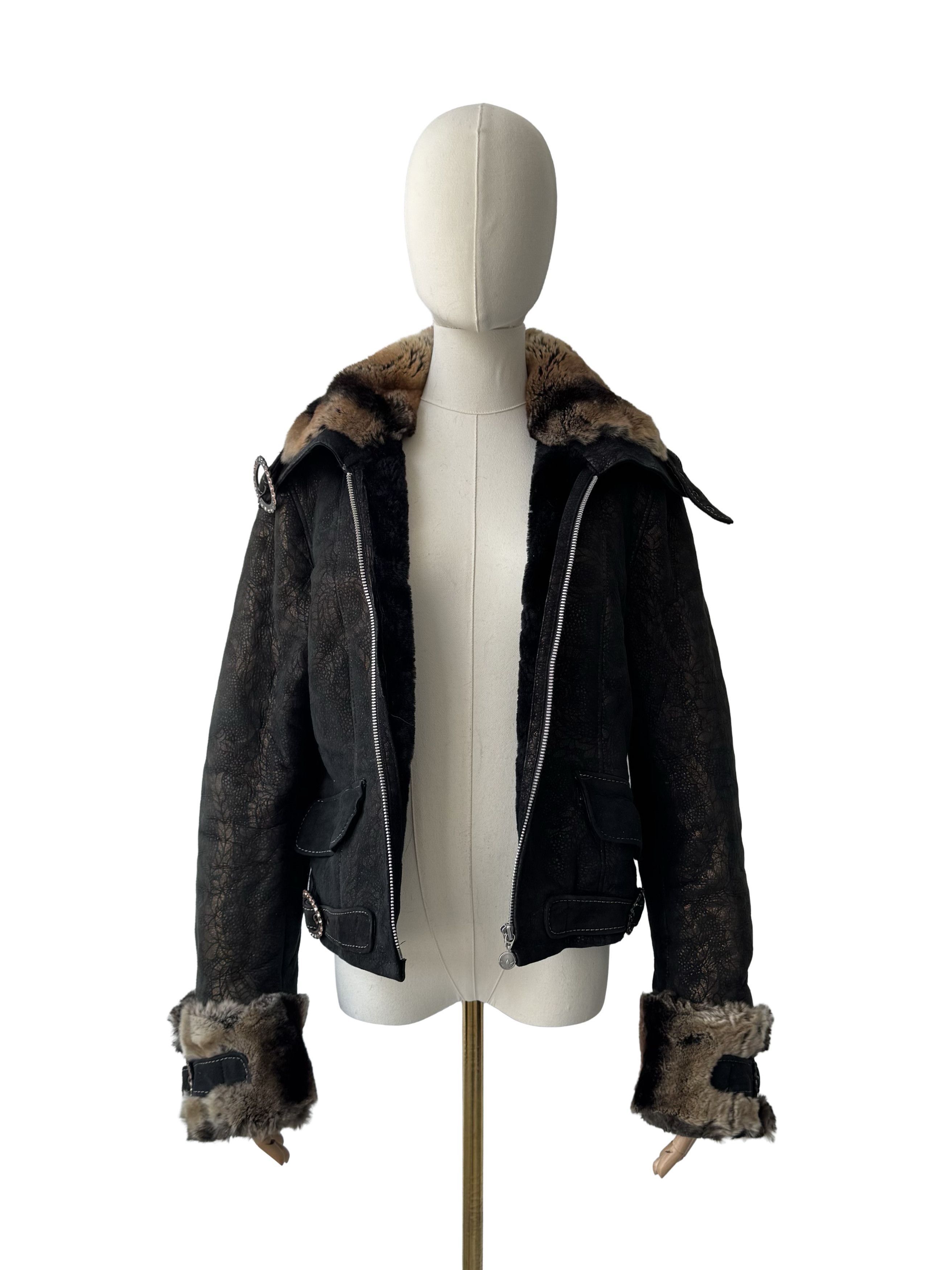 Vintage Vintage Real Sheepskin Cropped Jacket With Straps Size L / US 10 / IT 46 - 3 Thumbnail