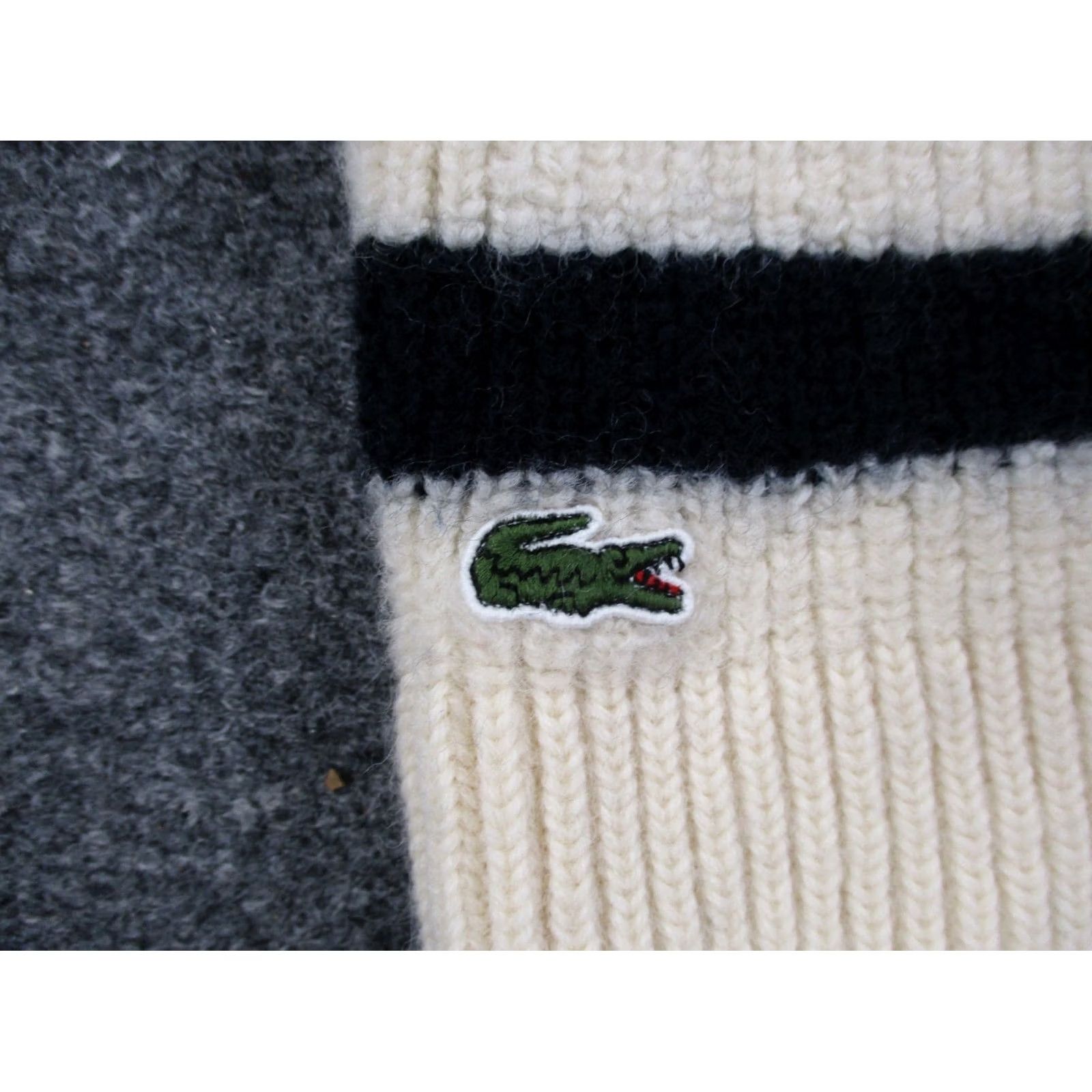 Lacoste Lacoste Sweater Womens 2XL White Wool Oversized Classic Pullover Stripe Knit Round Neck Long Sleeve Logo Pullover Winter Fall Spring Womens 2XL Size XXL / US 16-18 / IT 52-54 - 6 Thumbnail
