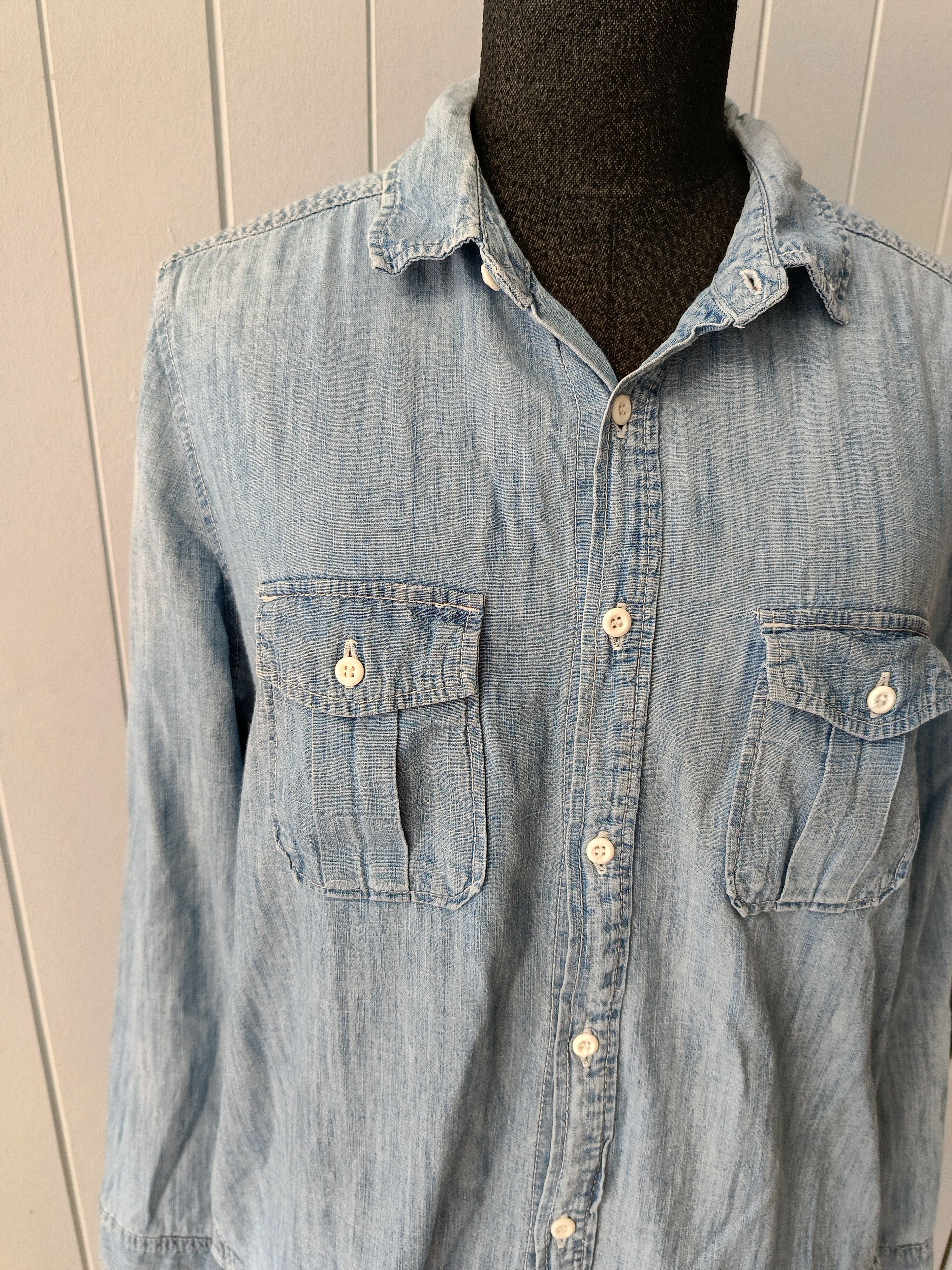 Japanese Brand Niko and ... 4 unisex blue denim chambray western work shirt Size M / US 6-8 / IT 42-44 - 5 Thumbnail