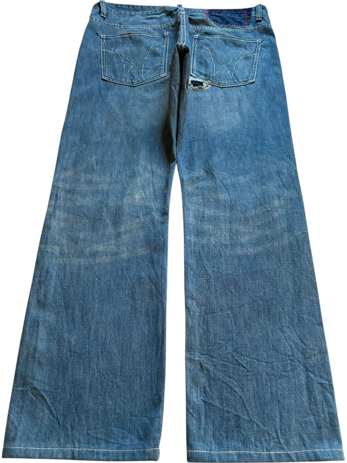 Japanese Brand Vintage Japanese Brand Patches Faded Wash Loose Jeans Size US 37 - 2 Thumbnail