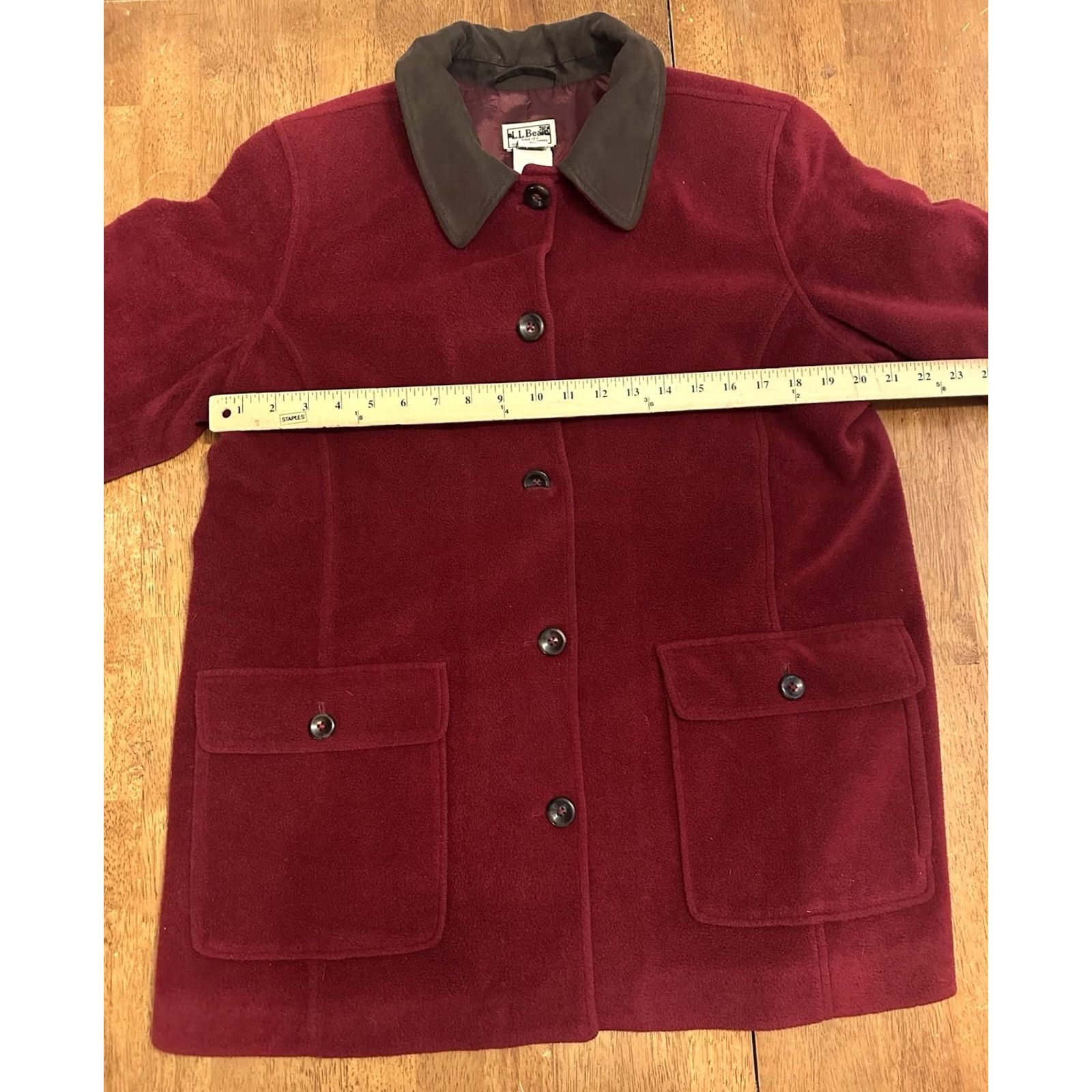 Vintage LL Bean Coat Wool Button Front Jacket Red Large Womens Regular XL Insulated Lined Pockets Collared Fall Winter Vintage Y2K Size XL / US 12-14 / IT 48-50 - 4 Thumbnail