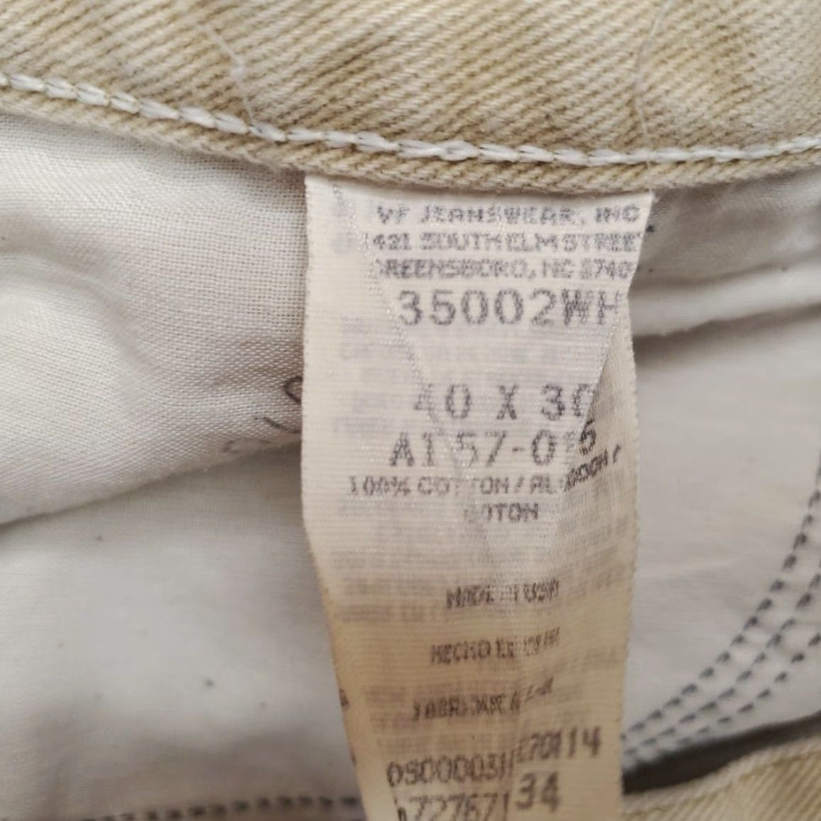 Wrangler VINTAGE Wrangler Jeans Men 40x30 Beige Denim Twill Rugged Wear Work Pant Made in USA Size US 40 / EU 56 - 4 Thumbnail
