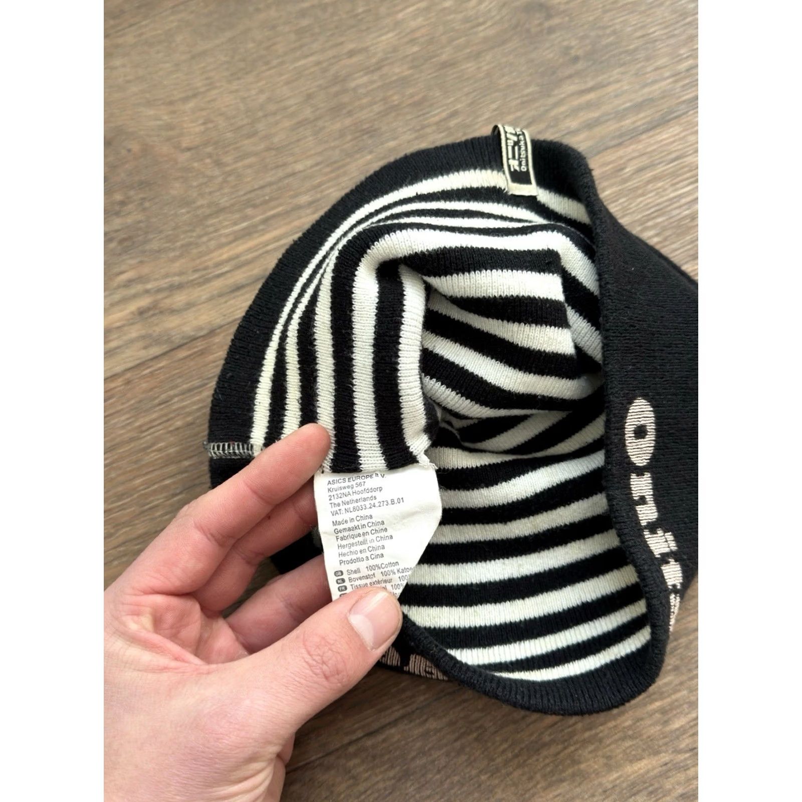 Onitsuka Tiger VINTAGE Onitsuka Tiger Beanie Hat One Size Mens Black 90s Y2K Streetwear Winter Size ONE SIZE - 5 Thumbnail