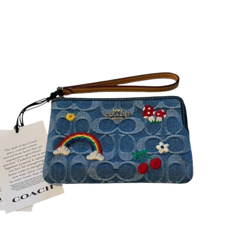 Coach Caoch Corner Zip Wristlet In Signature Denim Size ONE SIZE - 2 Thumbnail