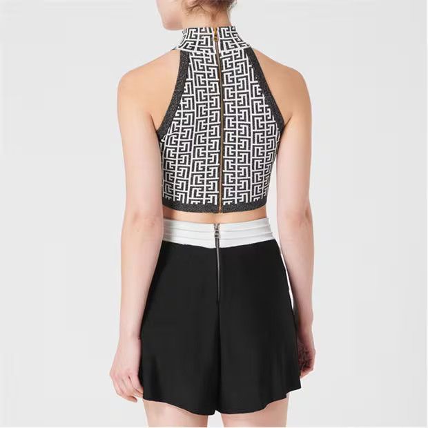 Balmain o1g2r1mq0924 Tank Top in White & Noir Size S / US 4 / IT 40 - 6 Thumbnail