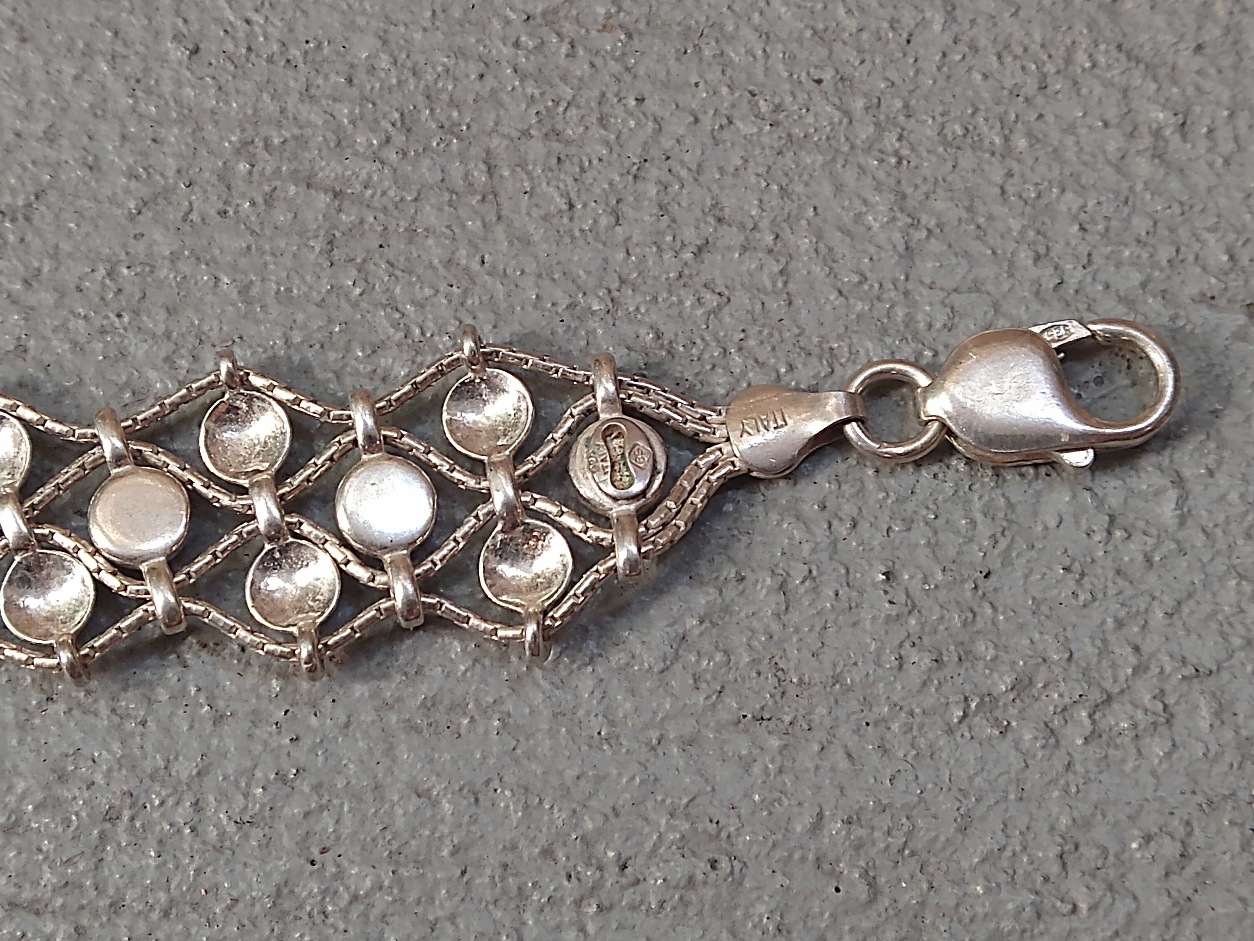 Jewelry × Vintage Vintage Sterling Silver Bracelet Pink Glass Chain Italy Y2K Size ONE SIZE - 7 Thumbnail