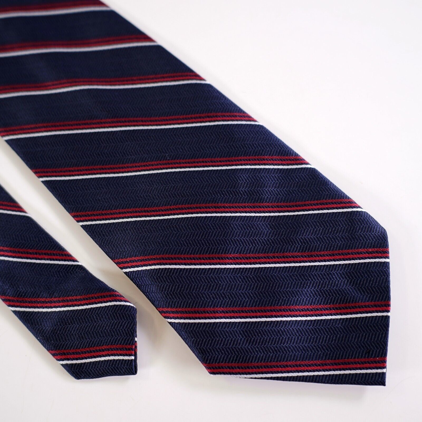 Designer Career Cravats Blue Red Striped Woven Polyester Long Tie Size ONE SIZE - 1 Thumbnail