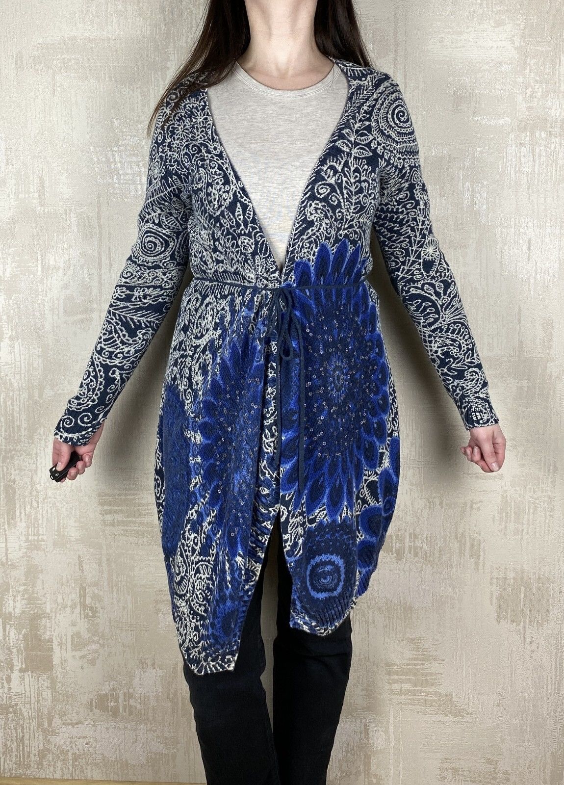 Desigual Desigual Womens Patterned Mixed Media Open Front Cardigan Size M / US 6-8 / IT 42-44 - 5 Thumbnail