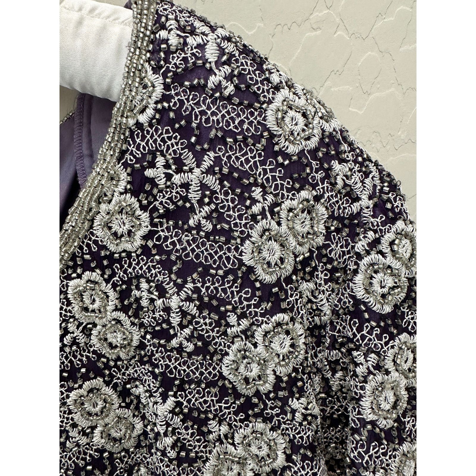 Adrianna Papell ADRIANNA PAPELL Vintage Purple Silk Beaded Evening Wear Top Size XL / US 12-14 / IT 48-50 - 4 Thumbnail