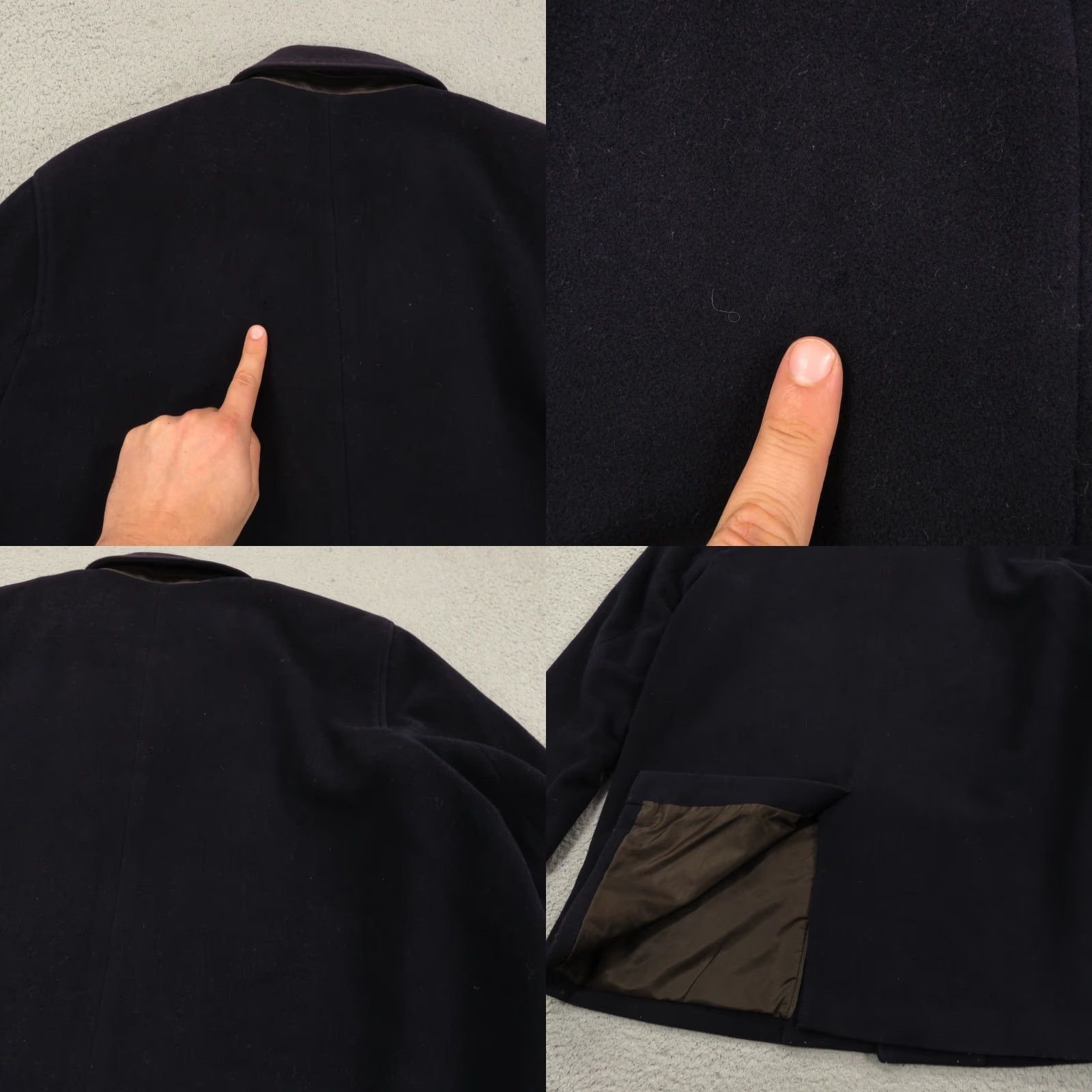 Cole Haan VINTAGE Cole Haan Coat Men Large Navy Wool Cashmere Lambskin Leather Trim Pea Coat Long Wool Jacket Car City Size US L / EU 52-54 / 3 - 9 Thumbnail