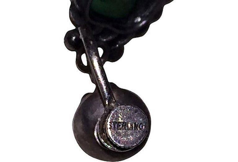 Designer Chinese Sterling Silver Turquoise Drop Earrings Size ONE SIZE - 6 Thumbnail