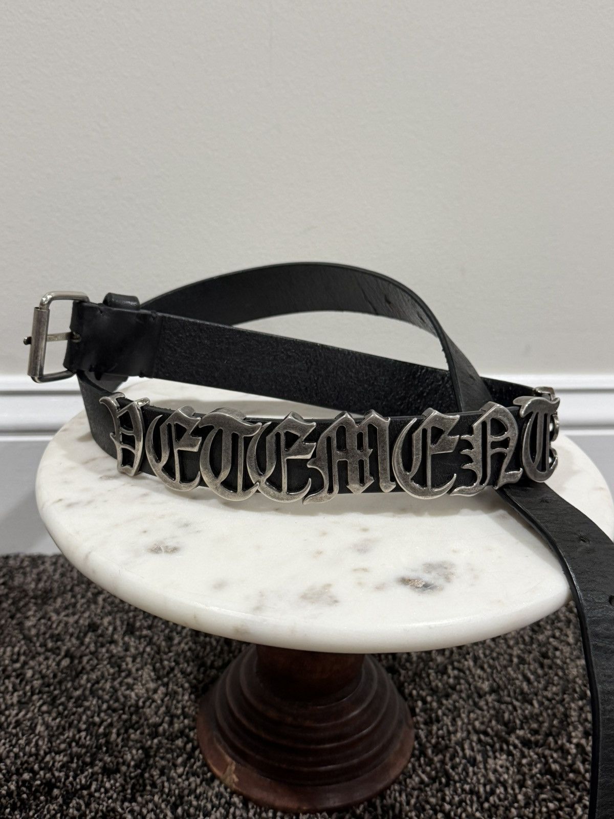 Vetements Vetements Gothic Logo Lettered Black/Silver Belt Size 32 - 7 Thumbnail