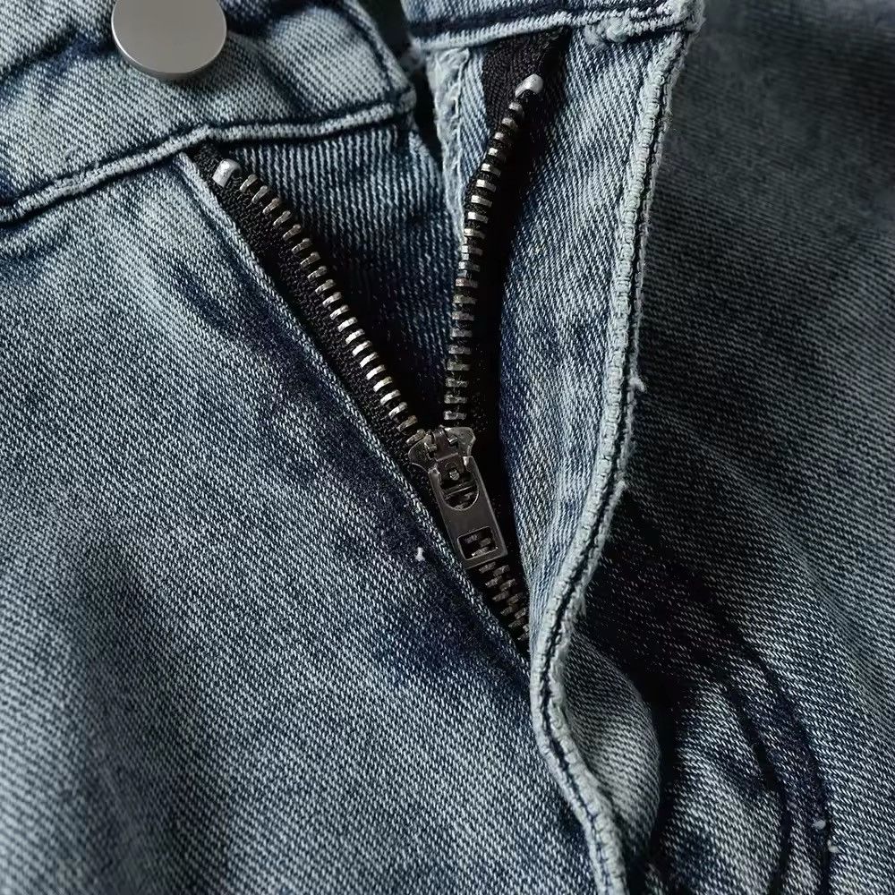 Japanese Brand × Jean Distressed Hole Washed Blue Baggy Cargo Jean Size US 31 - 3 Thumbnail