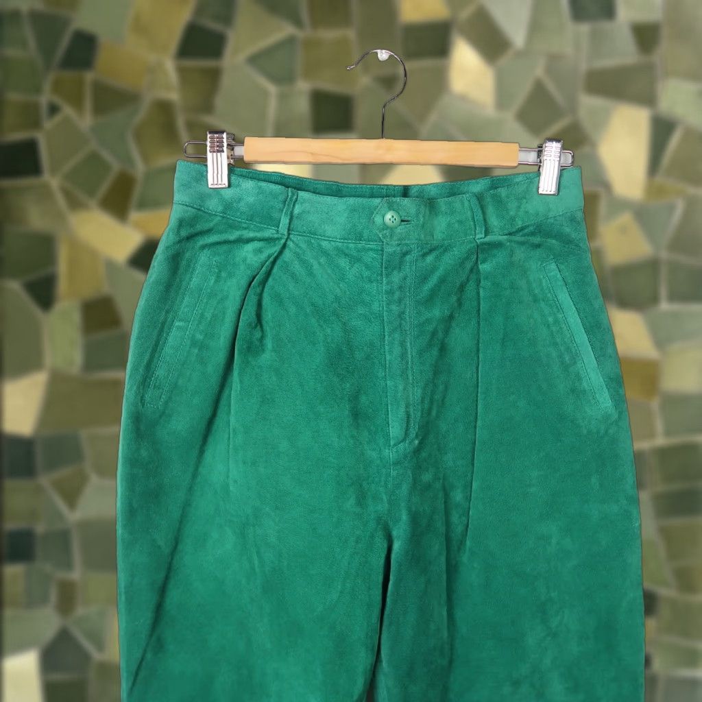 VINTAGE 80s J. Christopher Green Pig Suede Leather Trouser Pants 28