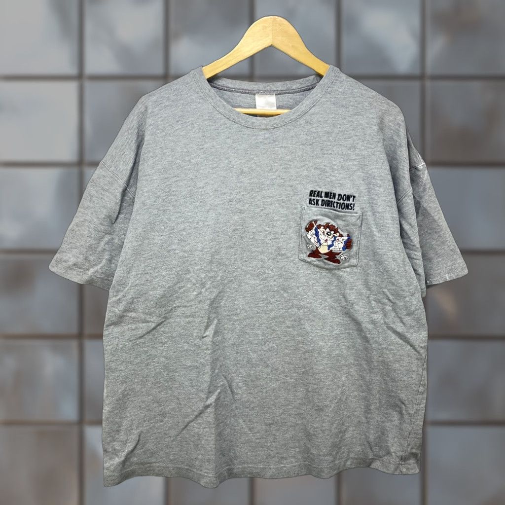 Vintage VINTAGE Looney Tunes Taz Pocket T-Shirt Mens 2XL Gray 90s Vintage T-Shirt Real Men Men’s 2XL Size US XXL / EU 58 / 5 - 1 Thumbnail