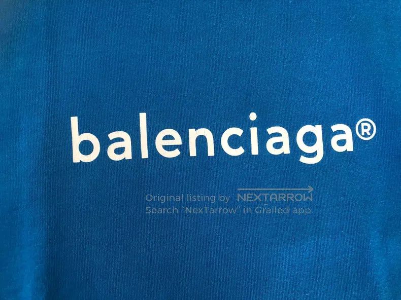 Balenciaga Balenciaga Blue Letter Crew Neck Short Sleeve Size US M / EU 48-50 / 2 - 4 Thumbnail