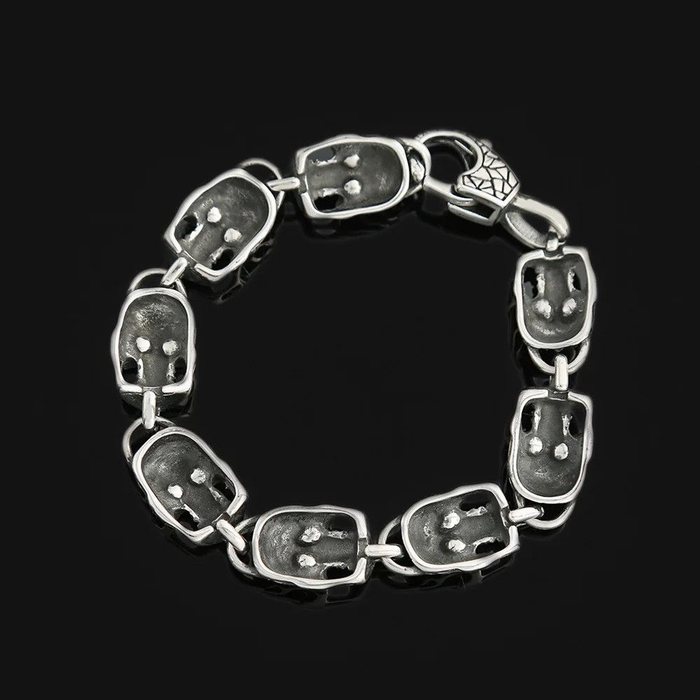Jewelry Hip Hop Skeleton Skull Stainless Steel Bracelet Size ONE SIZE - 4 Thumbnail