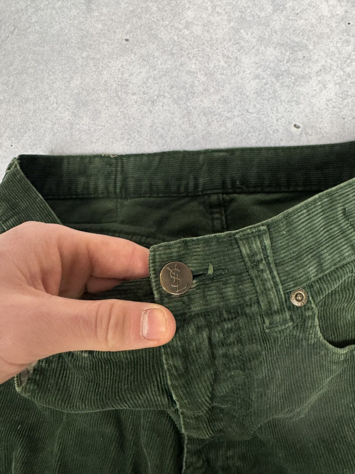 Yves Saint Laurent Vintage Yves Saint Lauren Metal Logo Corduroy Pants 90s Size US 34 / EU 50 - 7 Thumbnail