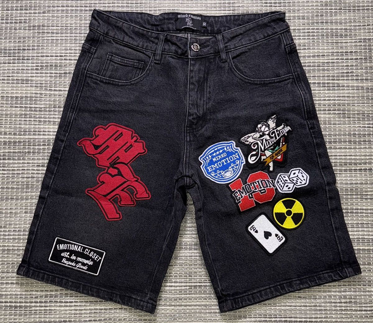 Other Mixed Emotion Danger Patch Denim Shorts Size US 30 / EU 46 - 1 Thumbnail