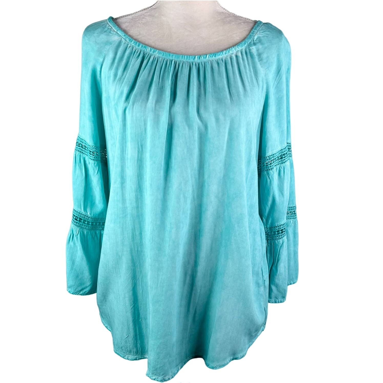 Other Floral & Ivy Top Boho Blouse Turquoise Lace Cutouts M New Size M / US 6-8 / IT 42-44 - 1 Thumbnail