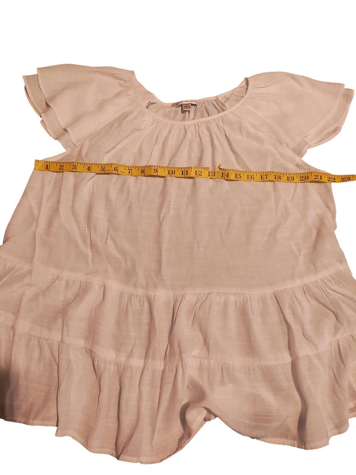 Designer White Short Sleeve Peplum Blouse by Counterparts Size M / US 6-8 / IT 42-44 - 7 Thumbnail