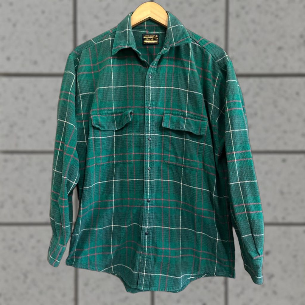 Eddie Bauer Eddie Bauer Mens Shirt Medium Green Plaid Pocketed Long Sleeve Cotton Flannel Shirt Size US M / EU 48-50 / 2 - 1 Thumbnail