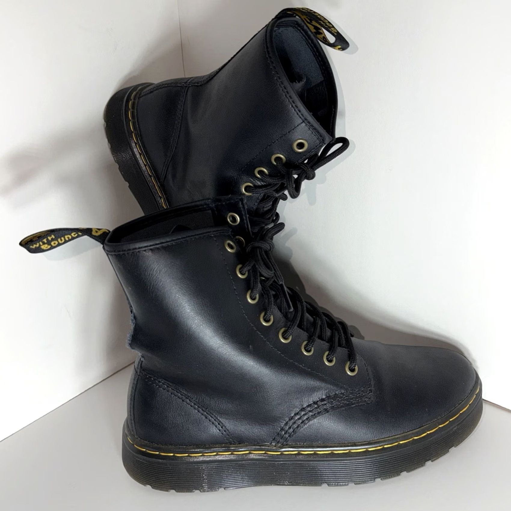 Dr. Martens Dr. Martens Women’s Size 8 Zavala High Top Boot TEAR RIP Punk 90s Leather Black Combat Ankle Lace Up Rubber Sole Menstrual? Size M / US 6-8 / IT 42-44 - 2 Thumbnail