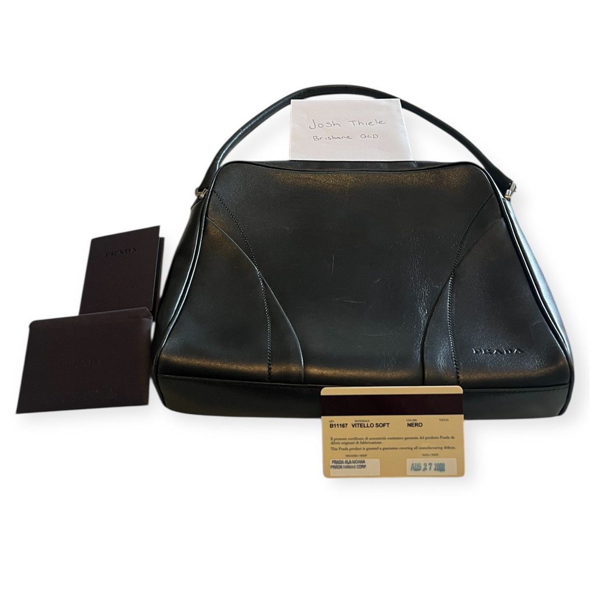 Prada Authentic Vintage PRADA Vitello Leather Shoulder Bag – Black Size ONE SIZE - 1 Thumbnail