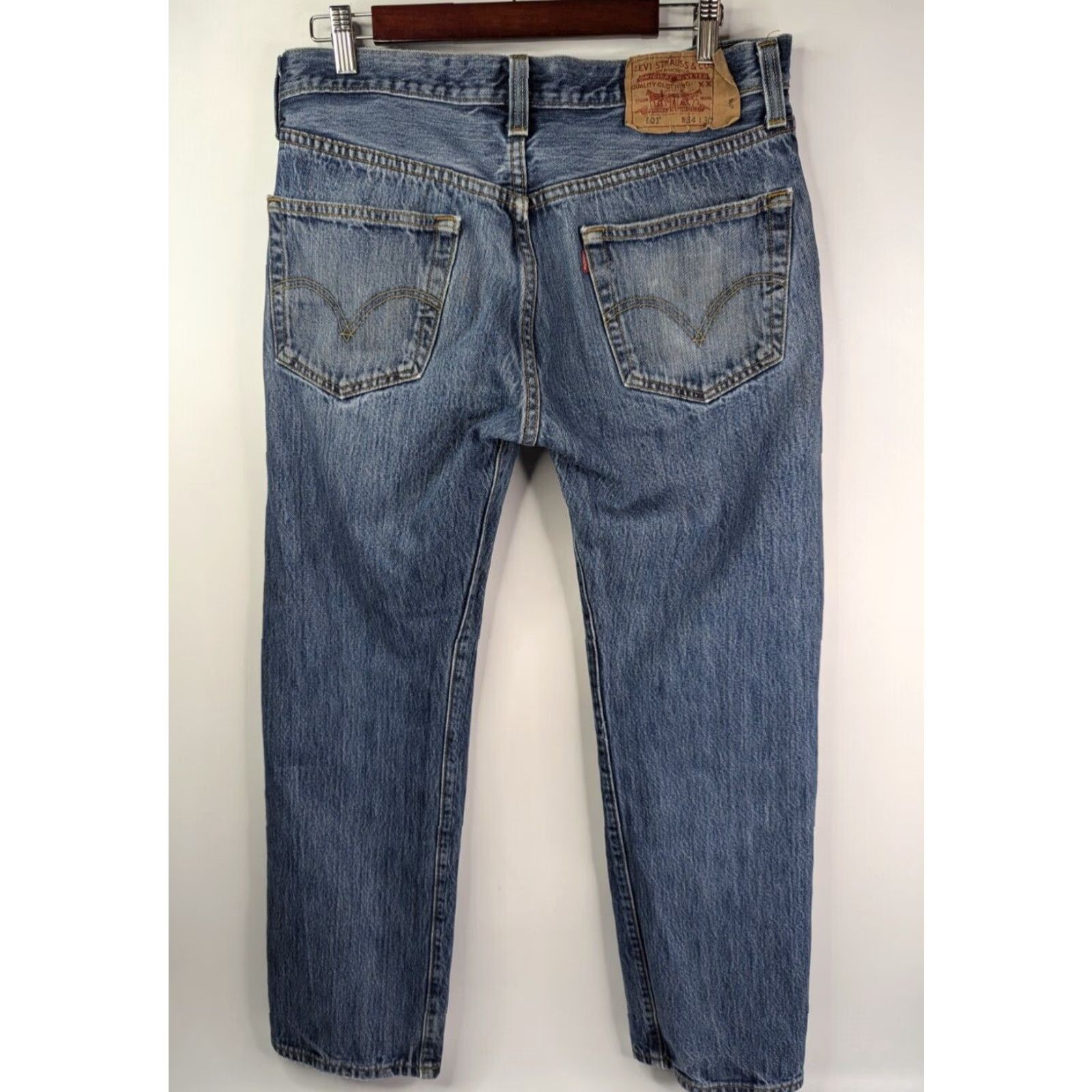 Levi's VINTAGE Levi's 501 XX Jeans Button Fly Straight Leg Mens 33 Blue Cotton Regular Stain Distressed 29 Inseam Size US 33 - 6 Thumbnail