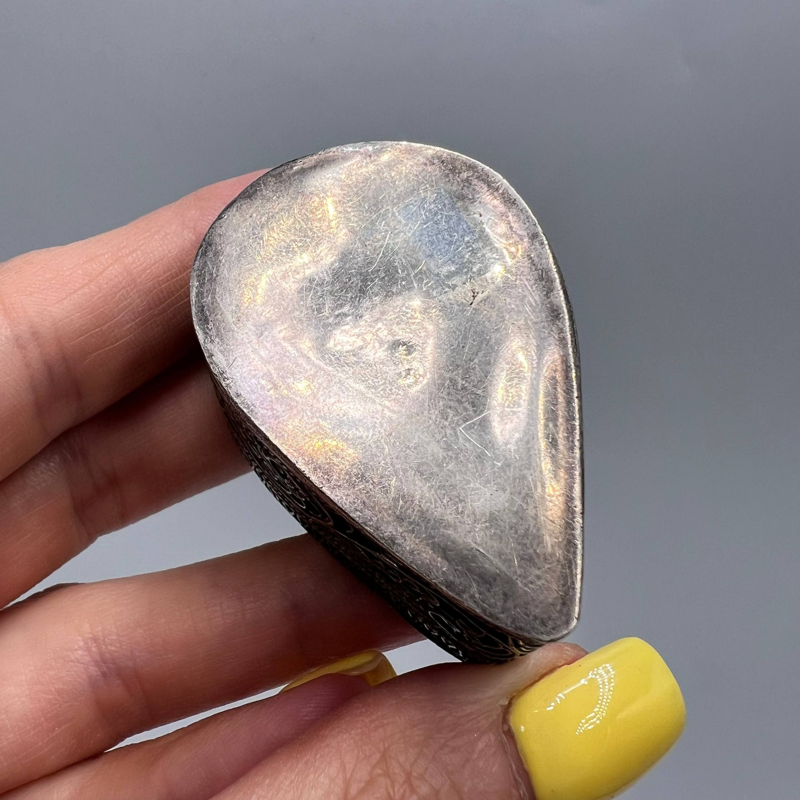 Vintage Antique 925 Silver Filigree Pill Box Lapis Lazuli Vintage Size ONE SIZE - 2 Thumbnail