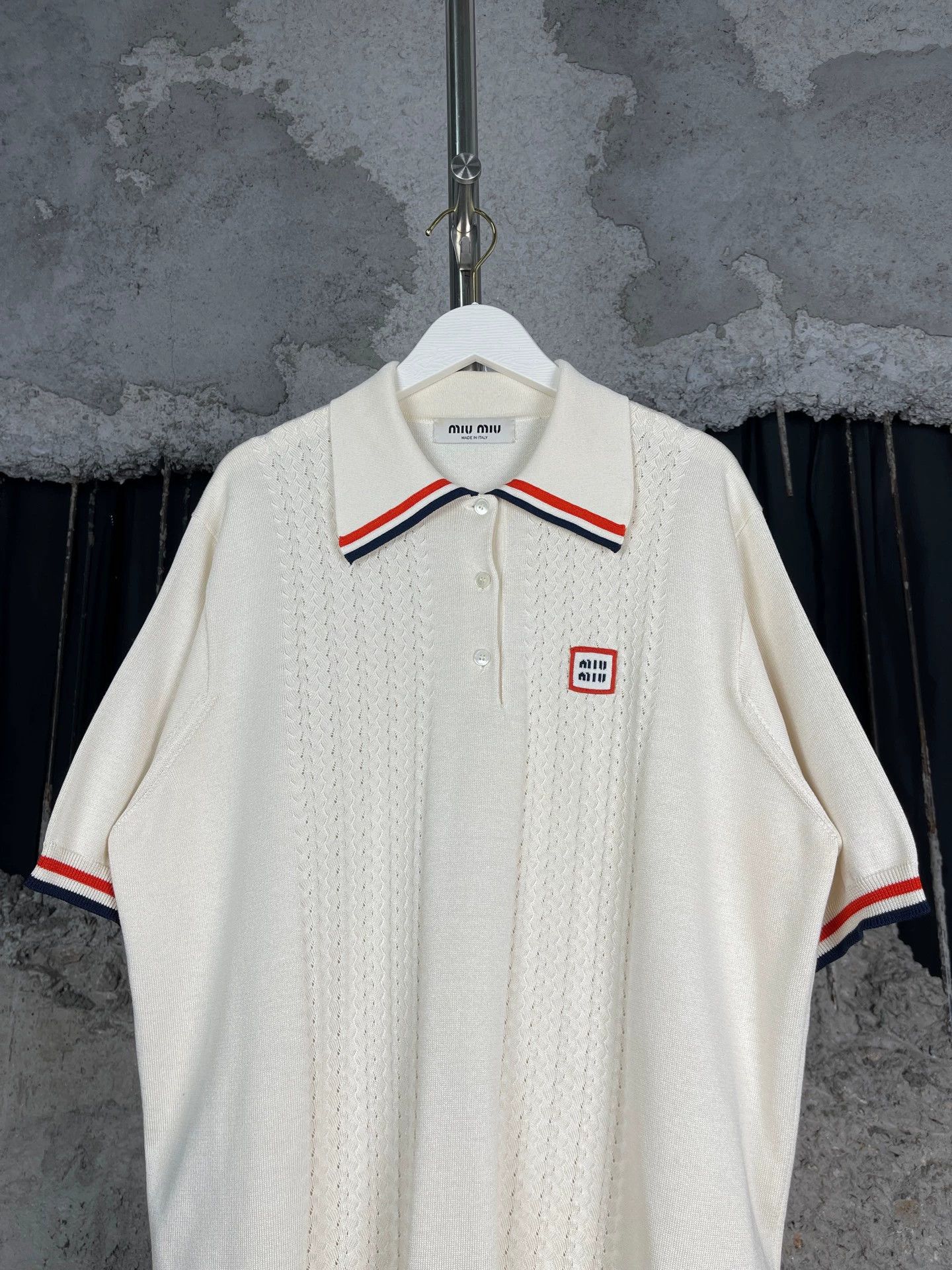Miu Miu MIU MIU Knit Polo Short Sleeve (New, Size 40) Size S / US 4 / IT 40 - 3 Thumbnail