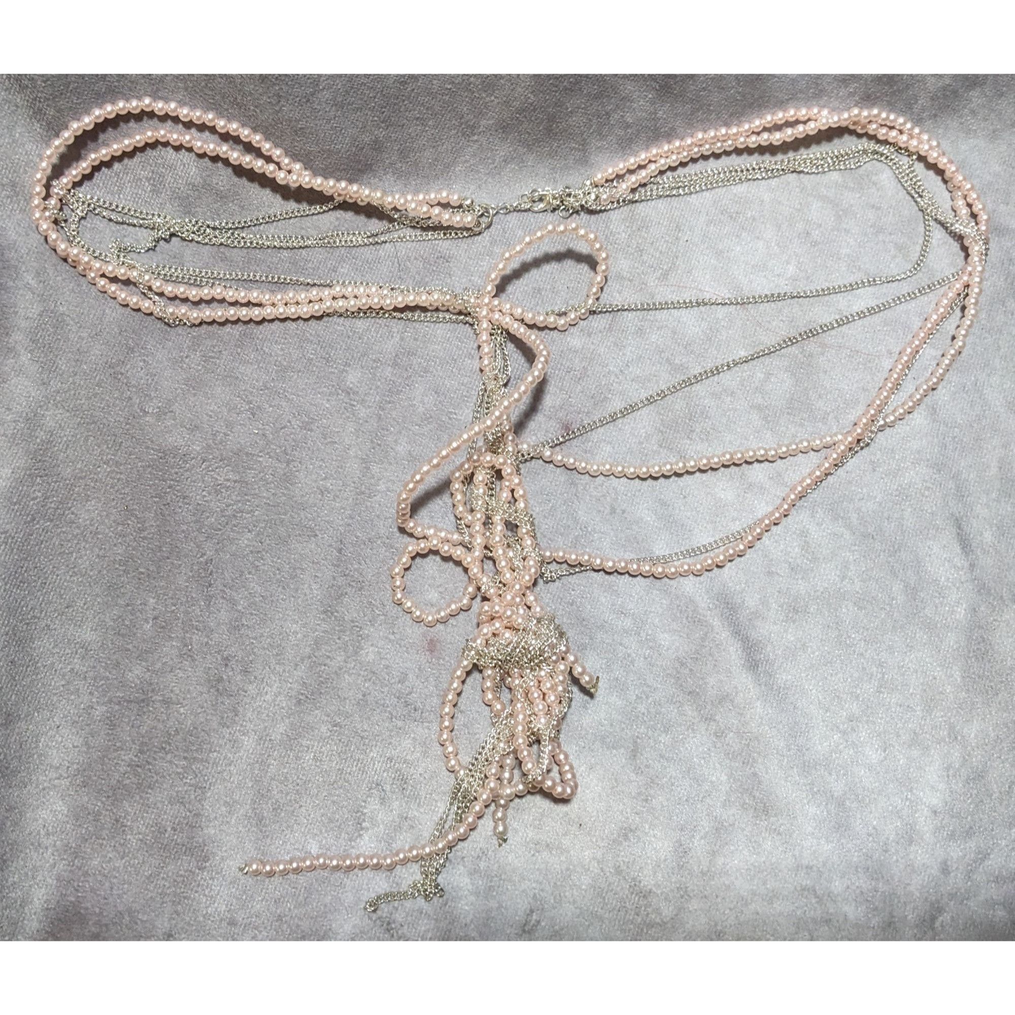 Other Coquette Pastel Pink Pearl Knotted Necklace Size ONE SIZE - 10 Thumbnail
