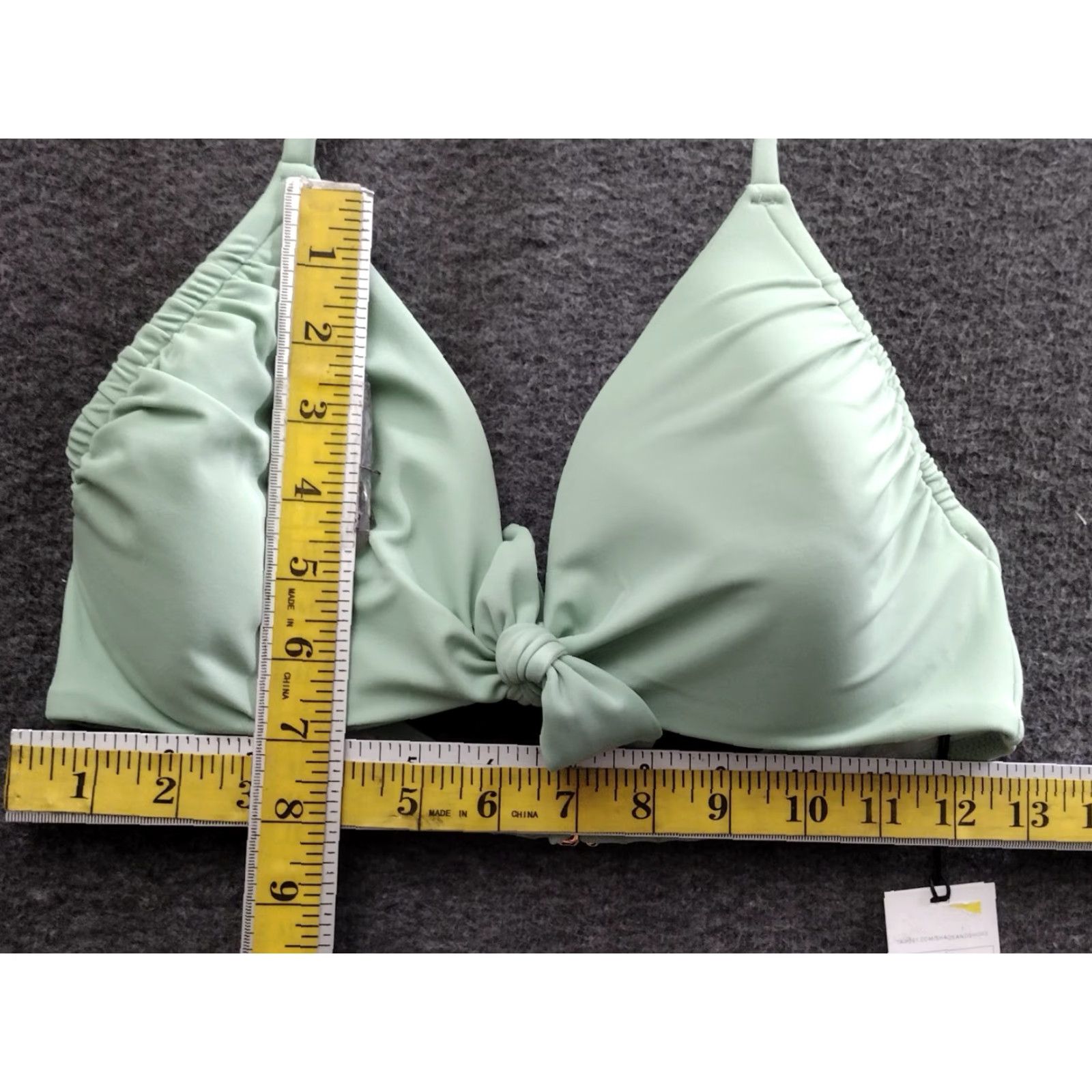 Vintage Shade & Shore Bikini Top, Green, 34C, Spaghetti Front Tie, Padded, Lined, Nylon/Polyester/Spandex, Women, Beach Size XXS / US 00 / IT 34 - 4 Thumbnail