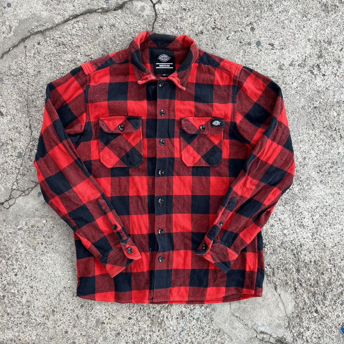 Dickies Long Sleeve Flannel Check Shirt Men's XL cotton black type Vintage Second Hand
