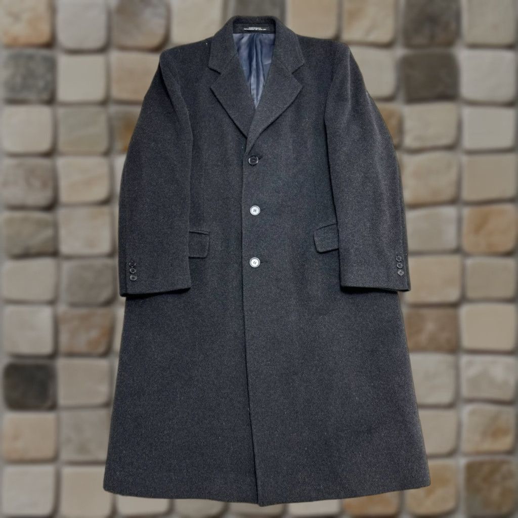 John Weitz Coat 44 Black Cashmere Notch Lapel Single Vent Casual Winter Mens